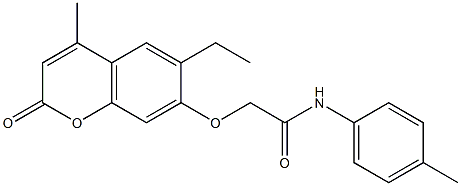 2-[(6-ethyl-4-methyl-2-oxo-2H-chromen-7-yl)oxy]-N-(4-methylphenyl)acetamide Struktur