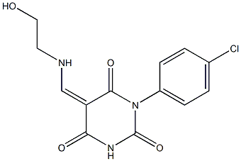 1-(4-chlorophenyl)-5-{[(2-hydroxyethyl)amino]methylene}-2,4,6(1H,3H,5H)-pyrimidinetrione Struktur