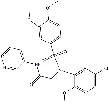 2-{5-chloro[(3,4-dimethoxyphenyl)sulfonyl]-2-methoxyanilino}-N-pyridin-3-ylacetamide Struktur