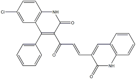 6-chloro-3-[3-(2-oxo-1,2-dihydro-3-quinolinyl)acryloyl]-4-phenyl-2(1H)-quinolinone Struktur