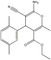 ethyl 6-amino-5-cyano-4-(2,5-dimethylphenyl)-2-methyl-4H-pyran-3-carboxylate Struktur