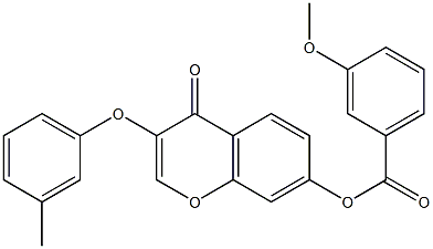 3-(3-methylphenoxy)-4-oxo-4H-chromen-7-yl 3-methoxybenzoate Struktur