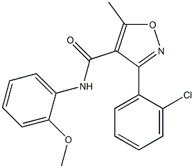 3-(2-chlorophenyl)-N-(2-methoxyphenyl)-5-methyl-4-isoxazolecarboxamide Struktur