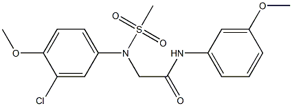 2-[3-chloro-4-methoxy(methylsulfonyl)anilino]-N-(3-methoxyphenyl)acetamide Struktur