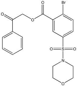 2-oxo-2-phenylethyl 2-bromo-5-(morpholin-4-ylsulfonyl)benzoate Struktur