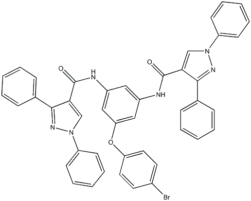 N-(3-(4-bromophenoxy)-5-{[(1,3-diphenyl-1H-pyrazol-4-yl)carbonyl]amino}phenyl)-1,3-diphenyl-1H-pyrazole-4-carboxamide Struktur