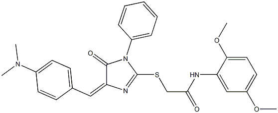 N-(2,5-dimethoxyphenyl)-2-({4-[4-(dimethylamino)benzylidene]-5-oxo-1-phenyl-4,5-dihydro-1H-imidazol-2-yl}sulfanyl)acetamide Struktur