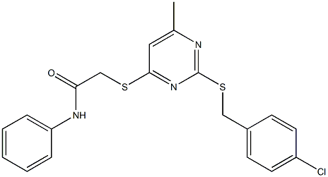 2-({2-[(4-chlorobenzyl)sulfanyl]-6-methyl-4-pyrimidinyl}sulfanyl)-N-phenylacetamide Struktur