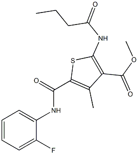 methyl 2-(butanoylamino)-5-{[(2-fluorophenyl)amino]carbonyl}-4-methylthiophene-3-carboxylate Struktur