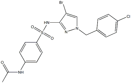 N-[4-({[4-bromo-1-(4-chlorobenzyl)-1H-pyrazol-3-yl]amino}sulfonyl)phenyl]acetamide Struktur