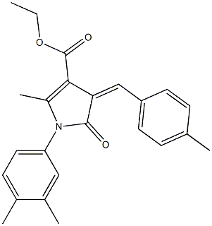 ethyl 1-(3,4-dimethylphenyl)-2-methyl-4-(4-methylbenzylidene)-5-oxo-4,5-dihydro-1H-pyrrole-3-carboxylate Struktur