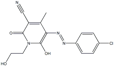 5-[(4-chlorophenyl)diazenyl]-6-hydroxy-1-(2-hydroxyethyl)-4-methyl-2-oxo-1,2-dihydro-3-pyridinecarbonitrile Struktur