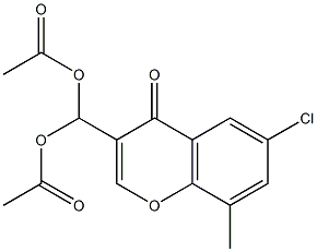 (acetyloxy)(6-chloro-8-methyl-4-oxo-4H-chromen-3-yl)methyl acetate Struktur