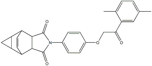 4-{4-[2-(2,5-dimethylphenyl)-2-oxoethoxy]phenyl}-4-azatetracyclo[5.3.2.0~2,6~.0~8,10~]dodec-11-ene-3,5-dione Struktur