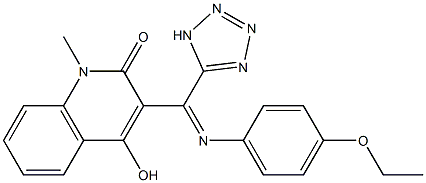 3-[[(4-ethoxyphenyl)imino](1H-tetraazol-5-yl)methyl]-4-hydroxy-1-methyl-2(1H)-quinolinone Struktur