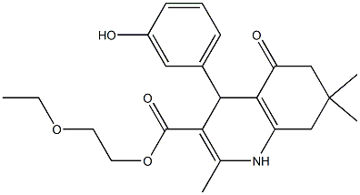 2-(ethyloxy)ethyl 4-(3-hydroxyphenyl)-2,7,7-trimethyl-5-oxo-1,4,5,6,7,8-hexahydroquinoline-3-carboxylate Struktur