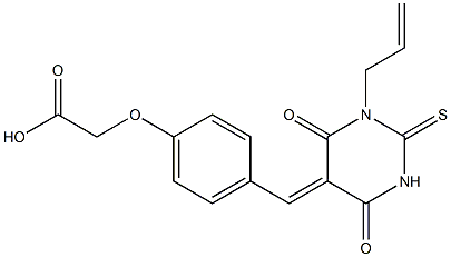 {4-[(1-allyl-4,6-dioxo-2-thioxotetrahydro-5(2H)-pyrimidinylidene)methyl]phenoxy}acetic acid Struktur