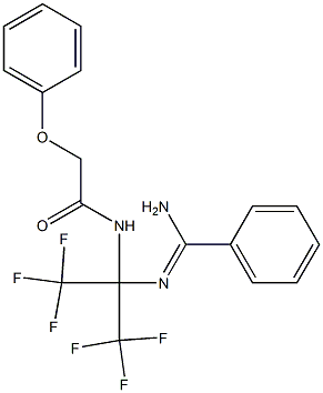 N-[1-{[amino(phenyl)methylene]amino}-2,2,2-trifluoro-1-(trifluoromethyl)ethyl]-2-phenoxyacetamide Struktur