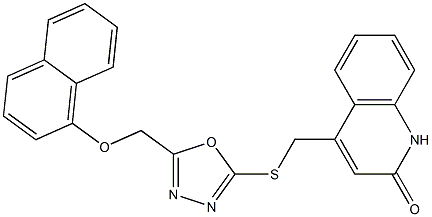 4-[({5-[(naphthalen-1-yloxy)methyl]-1,3,4-oxadiazol-2-yl}sulfanyl)methyl]quinolin-2(1H)-one Struktur