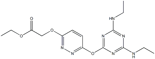 ethyl [(6-{[4,6-bis(ethylamino)-1,3,5-triazin-2-yl]oxy}pyridazin-3-yl)oxy]acetate Struktur