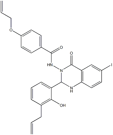 N-(2-(3-allyl-2-hydroxyphenyl)-6-iodo-4-oxo-1,4-dihydro-3(2H)-quinazolinyl)-4-(allyloxy)benzamide Struktur