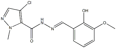 4-chloro-N'-(2-hydroxy-3-methoxybenzylidene)-1-methyl-1H-pyrazole-5-carbohydrazide Struktur