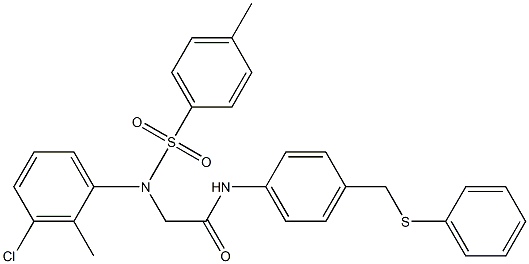 2-{3-chloro-2-methyl[(4-methylphenyl)sulfonyl]anilino}-N-{4-[(phenylsulfanyl)methyl]phenyl}acetamide Struktur