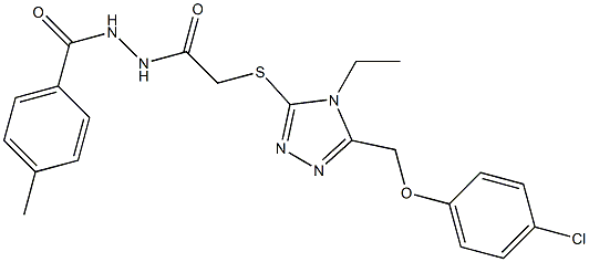 2-({5-[(4-chlorophenoxy)methyl]-4-ethyl-4H-1,2,4-triazol-3-yl}sulfanyl)-N'-(4-methylbenzoyl)acetohydrazide Struktur