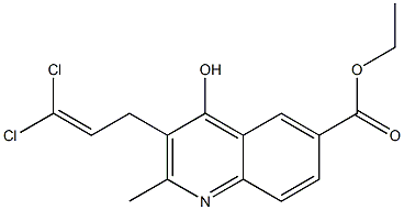 ethyl 3-(3,3-dichloroprop-2-enyl)-4-hydroxy-2-methylquinoline-6-carboxylate Struktur