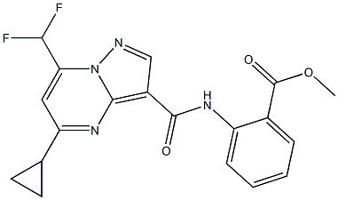 methyl 2-({[5-cyclopropyl-7-(difluoromethyl)pyrazolo[1,5-a]pyrimidin-3-yl]carbonyl}amino)benzoate Struktur