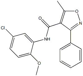 N-(5-chloro-2-methoxyphenyl)-5-methyl-3-phenyl-4-isoxazolecarboxamide Struktur