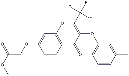 methyl {[3-(3-methylphenoxy)-4-oxo-2-(trifluoromethyl)-4H-chromen-7-yl]oxy}acetate Struktur