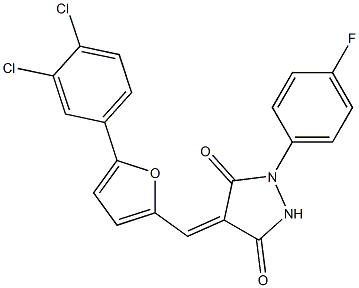 4-{[5-(3,4-dichlorophenyl)-2-furyl]methylene}-1-(4-fluorophenyl)-3,5-pyrazolidinedione Struktur