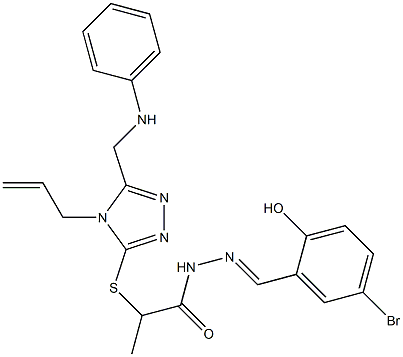 2-{[4-allyl-5-(anilinomethyl)-4H-1,2,4-triazol-3-yl]sulfanyl}-N'-(5-bromo-2-hydroxybenzylidene)propanohydrazide Struktur