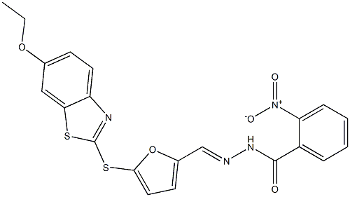 N'-({5-[(6-ethoxy-1,3-benzothiazol-2-yl)sulfanyl]-2-furyl}methylene)-2-nitrobenzohydrazide Struktur