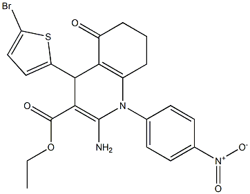 ethyl 2-amino-4-(5-bromo-2-thienyl)-1-{4-nitrophenyl}-5-oxo-1,4,5,6,7,8-hexahydro-3-quinolinecarboxylate Struktur