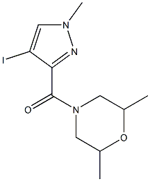 4-[(4-iodo-1-methyl-1H-pyrazol-3-yl)carbonyl]-2,6-dimethylmorpholine Struktur