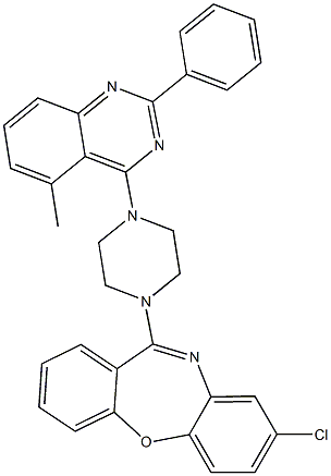 8-chloro-11-[4-(5-methyl-2-phenylquinazolin-4-yl)piperazin-1-yl]dibenzo[b,f][1,4]oxazepine Struktur