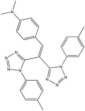 4-{2,2-bis[1-(4-methylphenyl)-1H-tetraazol-5-yl]vinyl}-N,N-dimethylaniline Struktur