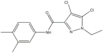 4,5-dichloro-N-(3,4-dimethylphenyl)-1-ethyl-1H-pyrazole-3-carboxamide Struktur