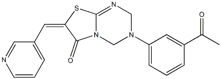 3-(3-acetylphenyl)-7-(3-pyridinylmethylene)-3,4-dihydro-2H-[1,3]thiazolo[3,2-a][1,3,5]triazin-6(7H)-one Struktur