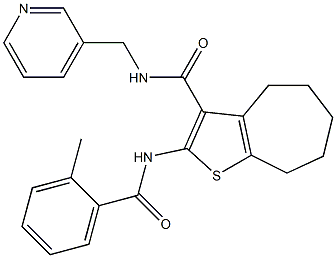 2-[(2-methylbenzoyl)amino]-N-(pyridin-3-ylmethyl)-5,6,7,8-tetrahydro-4H-cyclohepta[b]thiophene-3-carboxamide Struktur