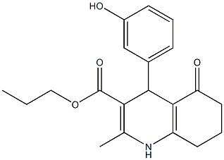 propyl 4-(3-hydroxyphenyl)-2-methyl-5-oxo-1,4,5,6,7,8-hexahydro-3-quinolinecarboxylate Struktur