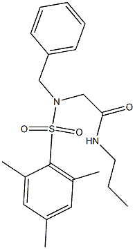 2-[benzyl(mesitylsulfonyl)amino]-N-propylacetamide Struktur