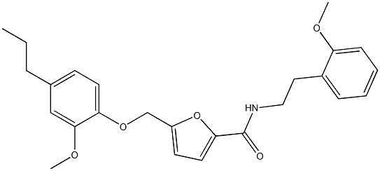 N-[2-(2-methoxyphenyl)ethyl]-5-[(2-methoxy-4-propylphenoxy)methyl]-2-furamide Struktur