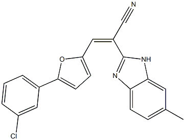 3-[5-(3-chlorophenyl)-2-furyl]-2-(6-methyl-1H-benzimidazol-2-yl)acrylonitrile Struktur