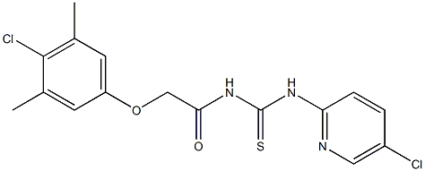 N-[(4-chloro-3,5-dimethylphenoxy)acetyl]-N'-(5-chloro-2-pyridinyl)thiourea Struktur