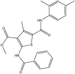 methyl 2-(benzoylamino)-5-[(2,4-dimethylanilino)carbonyl]-4-methylthiophene-3-carboxylate Struktur