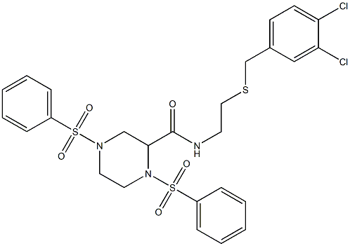 N-{2-[(3,4-dichlorobenzyl)sulfanyl]ethyl}-1,4-bis(phenylsulfonyl)-2-piperazinecarboxamide Struktur