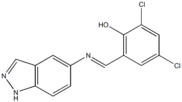 2,4-dichloro-6-[(1H-indazol-5-ylimino)methyl]phenol Struktur